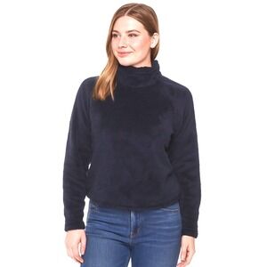 JoyLab Sweatshirt Size‎ XS Dark Blue High Neck Plush Cozy Y2K Thumbhole Soft NEW